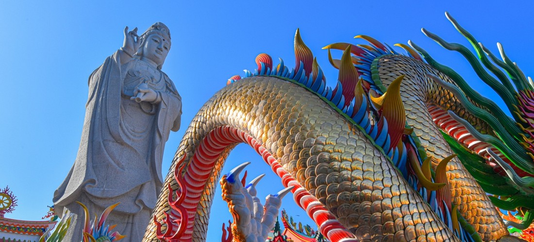 The tallest white granite Goddess of Mercy in Thailand